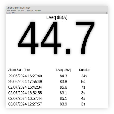 sound level and noise alarms